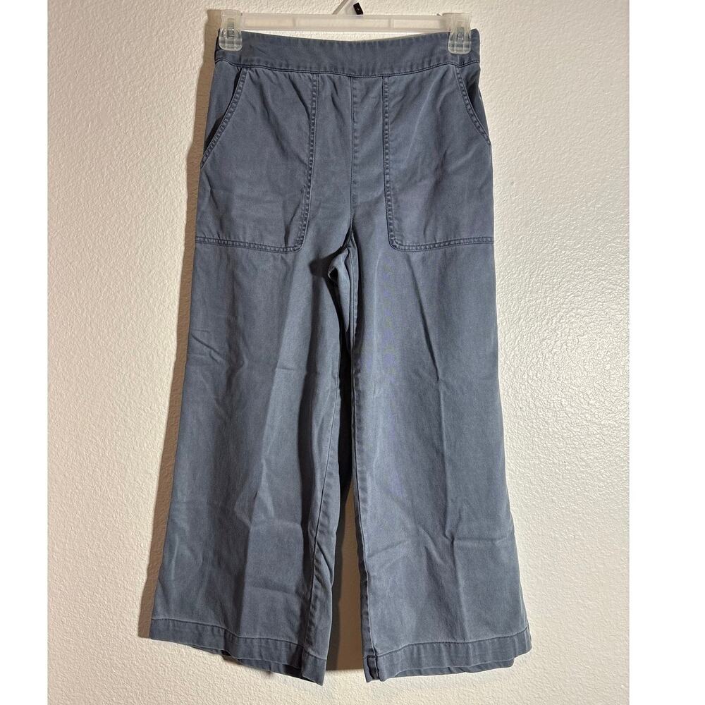 Nicole Miller Wide-Leg Cotton Pants in Slate Blue